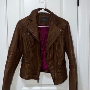 Cole Haan Brown Leather Moto Jacket XS | Genuine Leather | As-Is